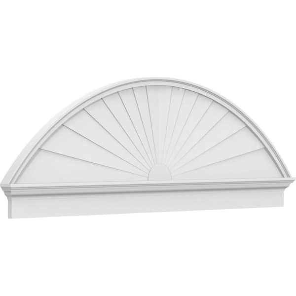 Ekena Millwork 2-3/4 in. x 74 in. x 25-3/8 in. Segment Arch Sunburst Architectural Grade PVC Combination Pediment