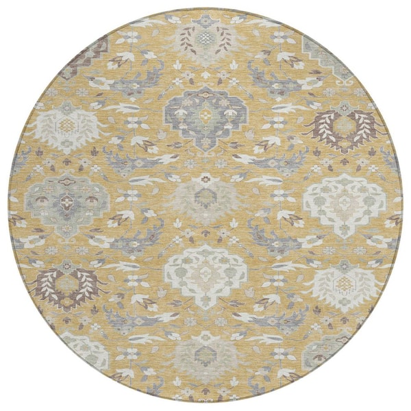 Addison Rugs Chantille Machine Washable Indoor/Outdoor Abstract ACN1026 Gold 8 ft. x 8 ft. Area Rug