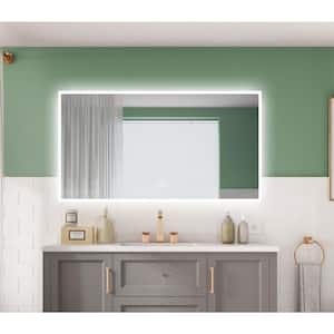 55 in. W x 30 in. H Rectangular Acrylic Framed Wall Anti Fog Dimmable LED Bathroom Vanity Mirror with Lights in White