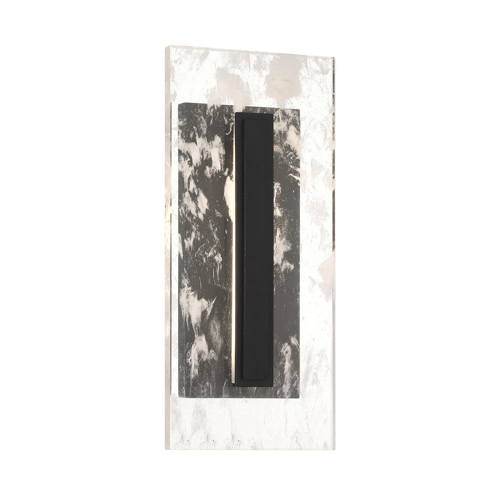 Temecula 18 in. Sand Black Outdoor Hardwired Rectangle Coach Wall Sconce with LED Included and Crystallite Glass Shades price history on PriceWatchPro