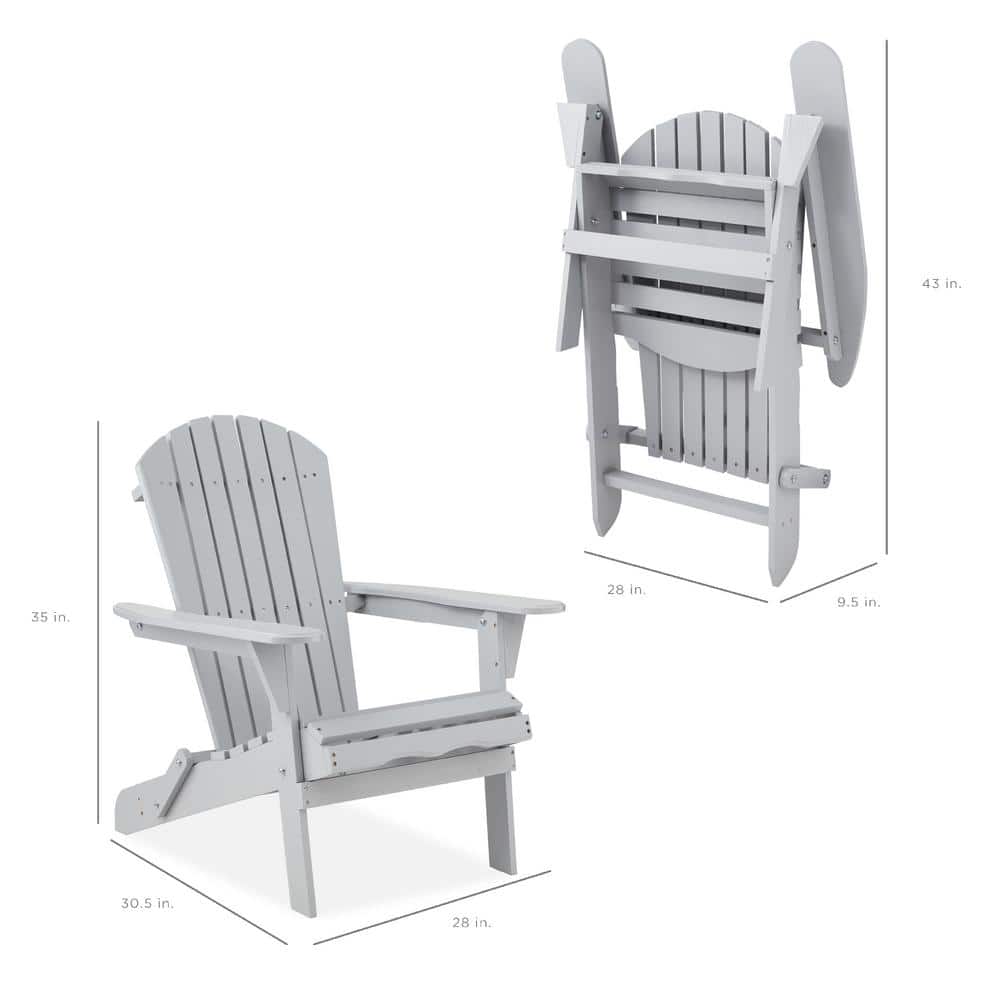 Gray Hemlock Wood Folding Adirondack Chair with Arms