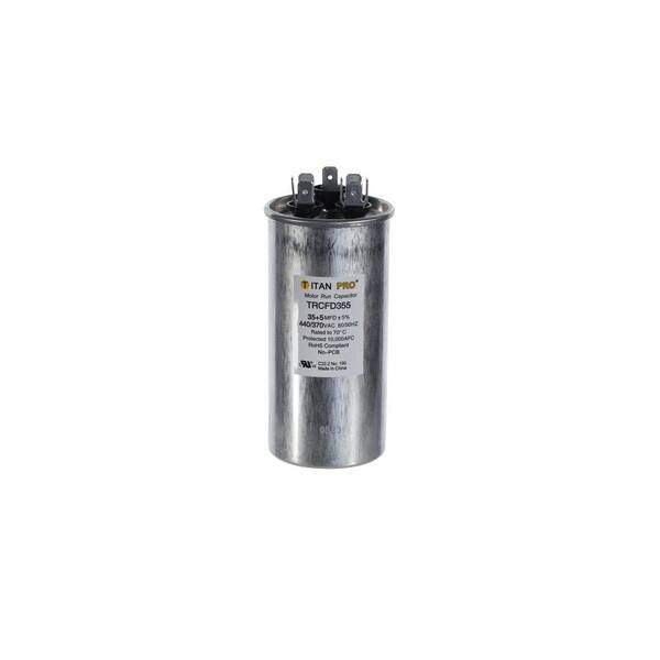 thumbnail image 2 of TitanPro TRCD505 HVAC Round Dual Run Capacitor - 50/5 MFD 370V For Air Conditioner & Heat Pump Motors 2 of 14