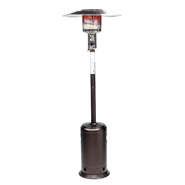 88 in. 47,000 BTU Mocha Outdoor Patio Propane Heater with Portable Wheels