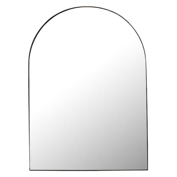 Mirrorize Canada 30 in. W x 42 in. H Modern Arch Mirror with Black Metal Frame Finish