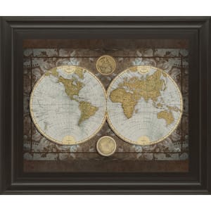 22 in. x 26 in. "World Map" by Elizabeth Medley Framed Printed Wall Art