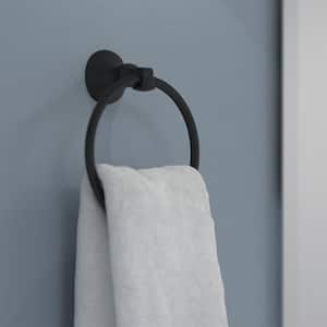 Ashlyn Wall Mount Round Closed Towel Ring Bath Hardware Accessory in Matte Black