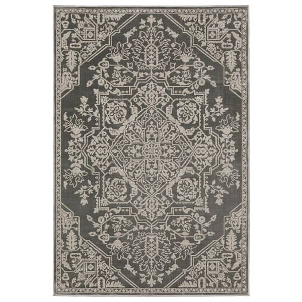 7 X 10 ft. Gray Oriental Washable Area Rug