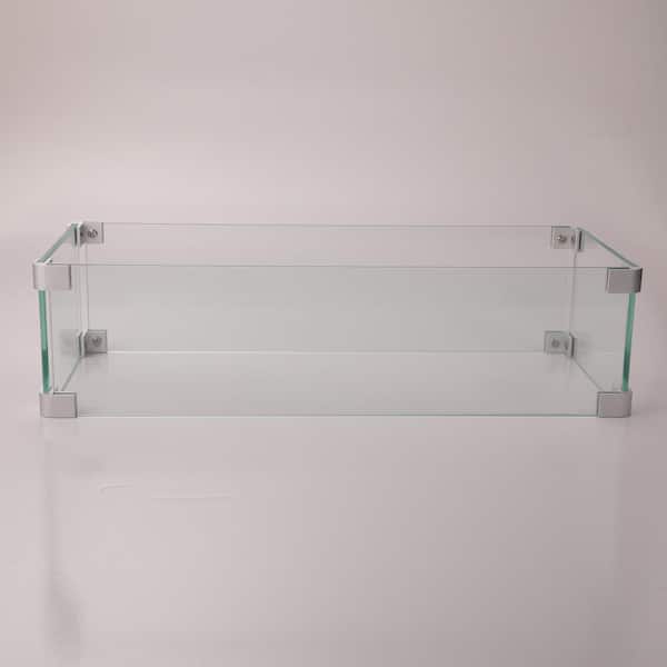 Afoxsos Rectangular Glass Wind Guard for Fire Pit