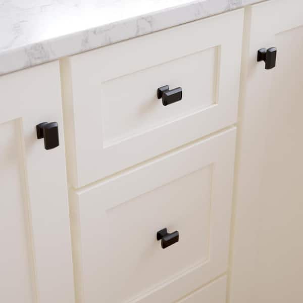 (10-Pack) Chamfered Slim Bar 1-1/4 in. (32 mm) Classic Matte Black Rectangle Cabinet Knobs