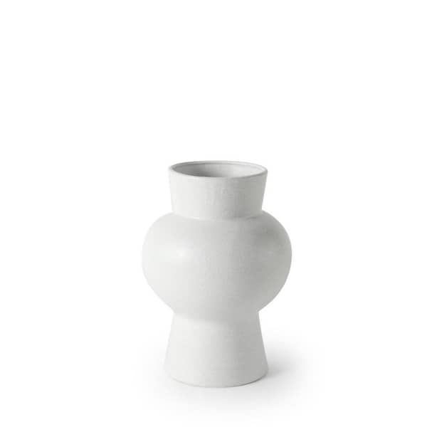 HomeRoots 11 in. White Ceramic Cylinder Decorative Vase