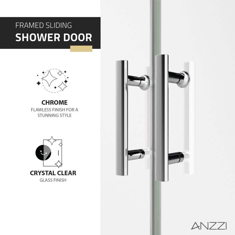 ANZZI 70'' x 60'' Polished Chrome Framed Sliding Shower Door