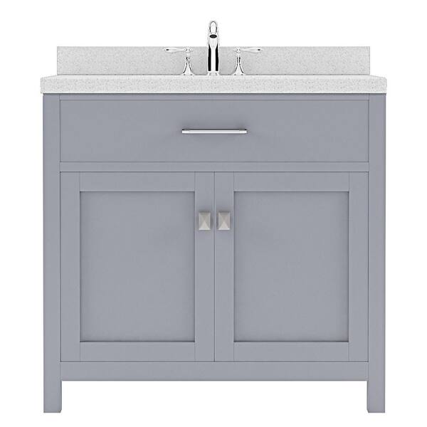 Virtu USA Caroline 36 in. W x 22 in. D x 35 in. H Single Sink Bath Vanity in Gray with Quartz Top