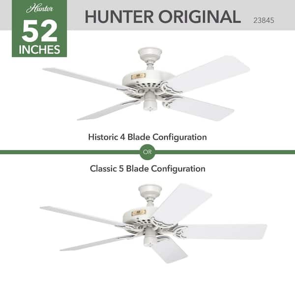 Hunter - Original 52 in. Indoor/Outdoor White Ceiling Fan For Patios or Bedrooms