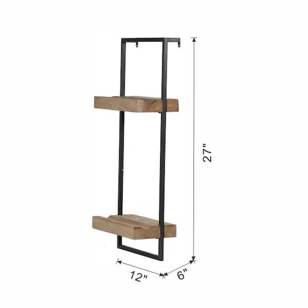 【SALE】wood iron shelf 690*600*225〈ブラウン〉 iron shelving unit with six adjustable wooden shelves