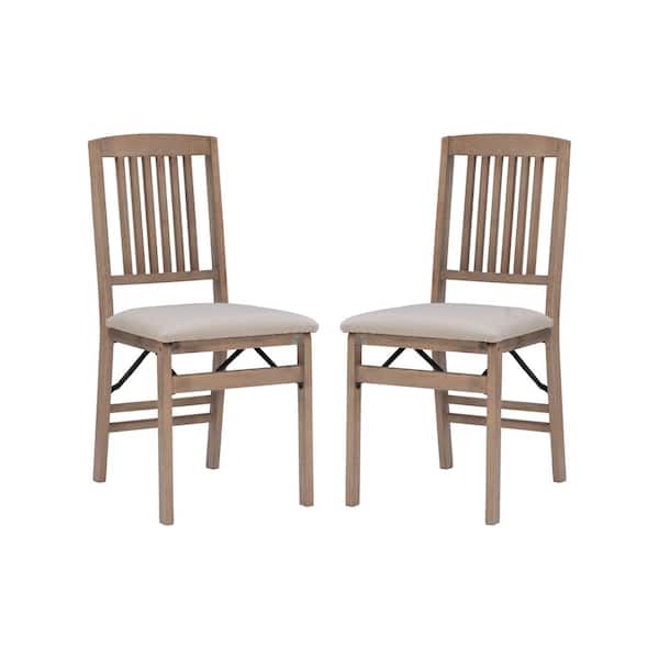 Tayte Gray-wash wood seat Mission Folding Dining Chair (set of 2)
