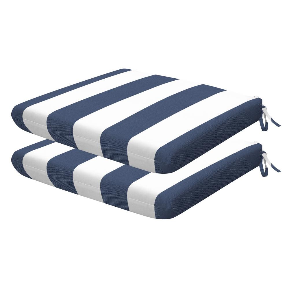 Outdoor Universal Dining Seat Cushion Cabana Stripe Blue and White (Set of 