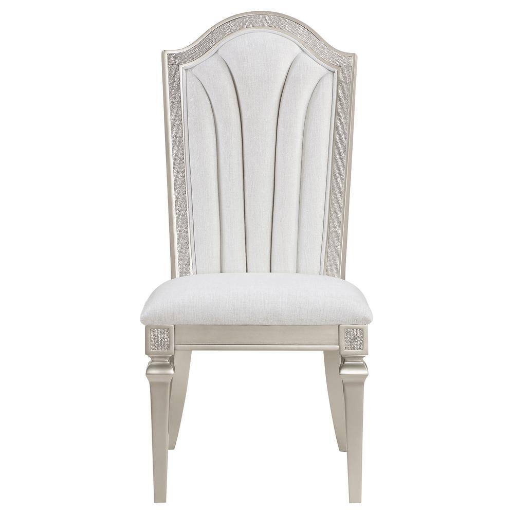 Evangeline Ivory and Silver Oak Upholstered Side Chair Set