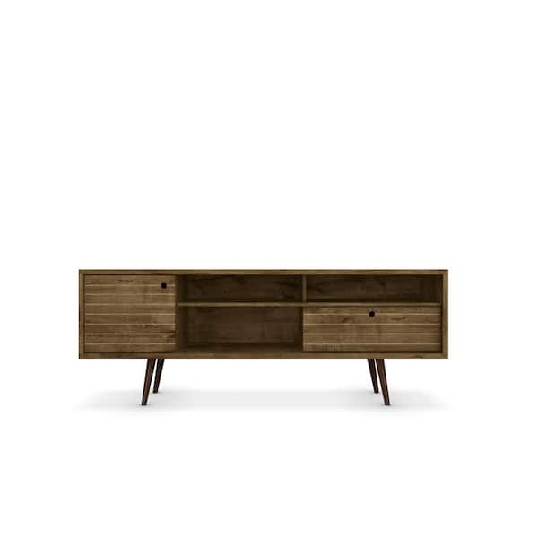 Manhattan Comfort Liberty 71 in. Rustic Brown Composite TV Stand with 1 Drawer Fits TVs Up to 65 in. with Storage Doors