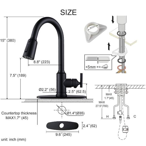 WOWOW Single-Handle Pull-Down Stainless Steel Sprayer Kitchen