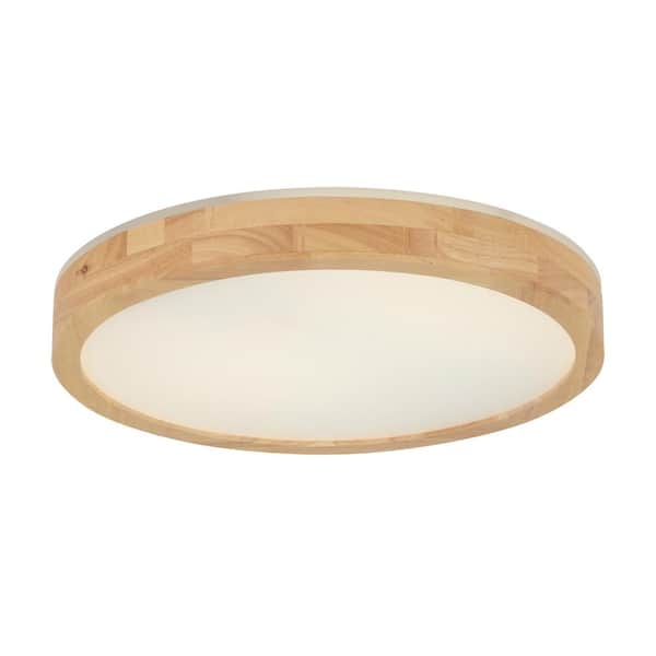 Dryad 15 in. 30 Watt Modern Wood Integrated LED Flush Mount Ceiling Light Fixture for Kitchen or Bedroom