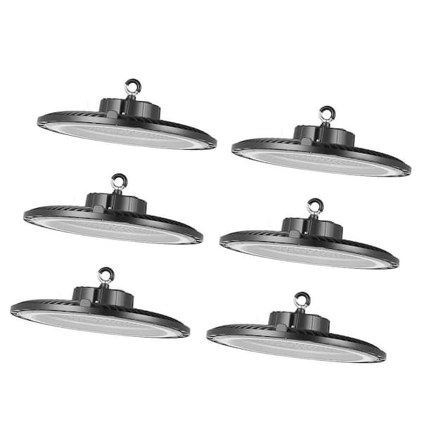 6 Pack LED High Bay Lights, 5000K 250W 36000LM Super Bright UFO LED Warehouse Shop Lights, IP65 Waterproof, Black