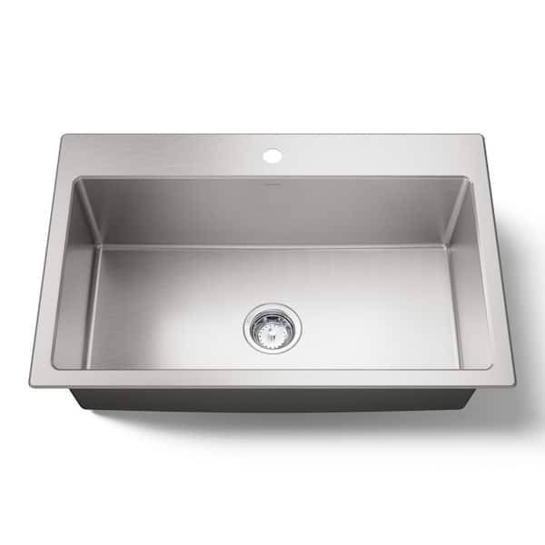 Cursiva Stainless Steel 33 in. Single Bowl Drop-in Kitchen Sink