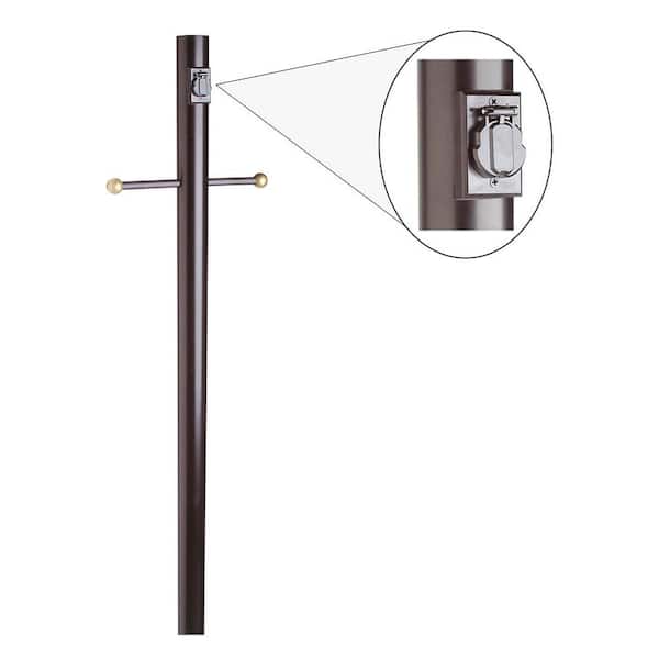 Design House Black Lamp Post with Cross Arm and Electrical Outlet