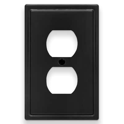 Light Cover 1-Gang Device Receptacle Black and Single Wall