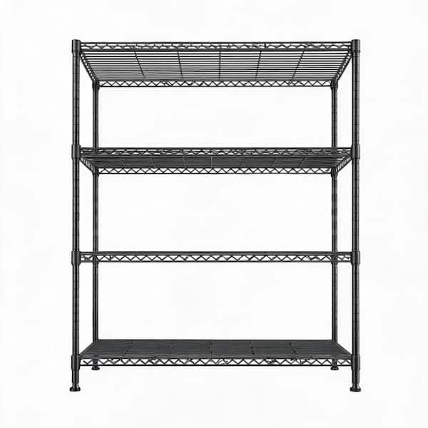 Heavy‑Duty 4‑Tier Wire Storage Shelving,45.3"W×17.7"D×63"H,800‑lb for Garage Kitchen Pantry Closet