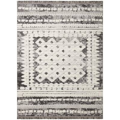 Jerome Charcoal/Ivory 7 ft. 11 in. x 10 ft. Abstract Polypropylene/Polyester Area Rug
