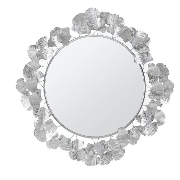 Eden Silver 30.5 in W x 30.5 in. H Art Deco Round Iron Framed Mirror
