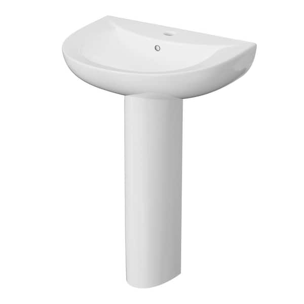 Simple Project 20.3 in. W x 16.7 in. D x 31 in. H White Vitreous China Pedestal Combo Bathroom Sink in U-Shape Design