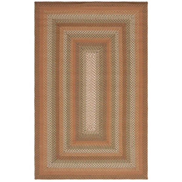 SAFAVIEH Braided Ivory Brown 5 ft. x 8 ft. Abstract Border Area Rug