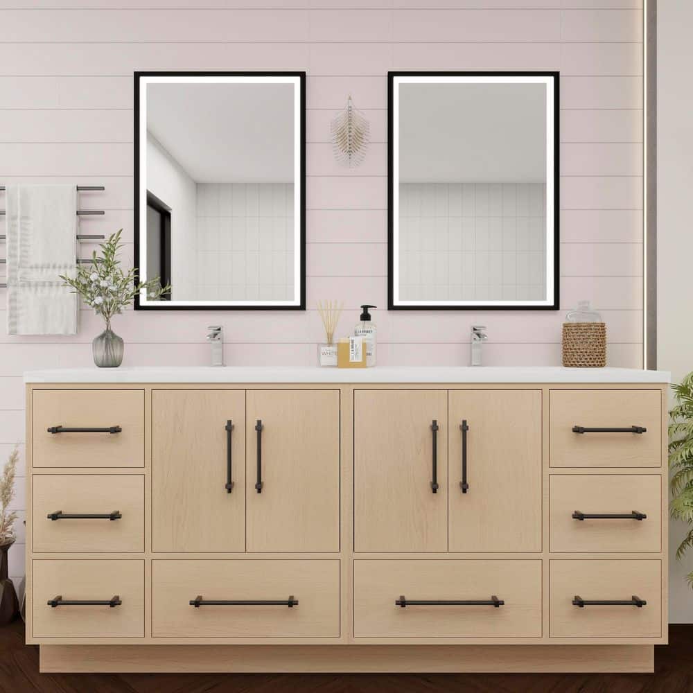 Victoria 71 in. W x 20 in. D x 35 in. H Double Sink Freestanding Bath Vanity in Yellow Oak with White Acrylic Top price history on PriceWatchPro