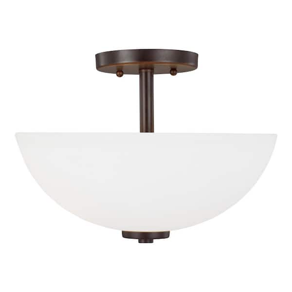 Generation Lighting Oslo 13.5 in. 2-Light Burnt Sienna Semi-Flush Mount