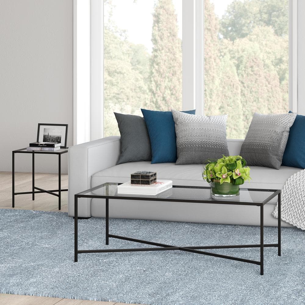 Henley 48'' Blackened Bronze Rectangular Glass Coffee Table