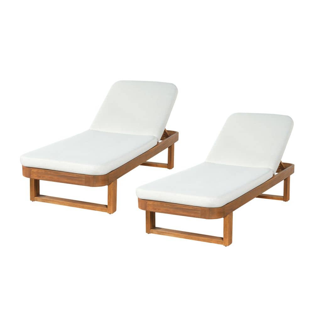 Nanne Teak Solid Wood Outdoor Chaise Lounge with Sand Cushions, Set of 2 price history on PriceWatchPro