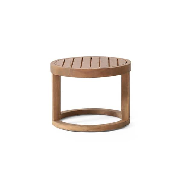 Unbranded 18 in. Acacia Wood Solid Side Table for Patio, Pool, Porch (Brown Wash)
