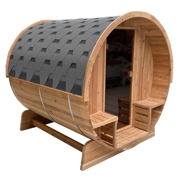 ALEKO 4-Person Electric Heater Outdoor Cedar Barrel Steam Sauna Front Porch  Canopy - ETL Certified SB4CED-HD - The Home Depot