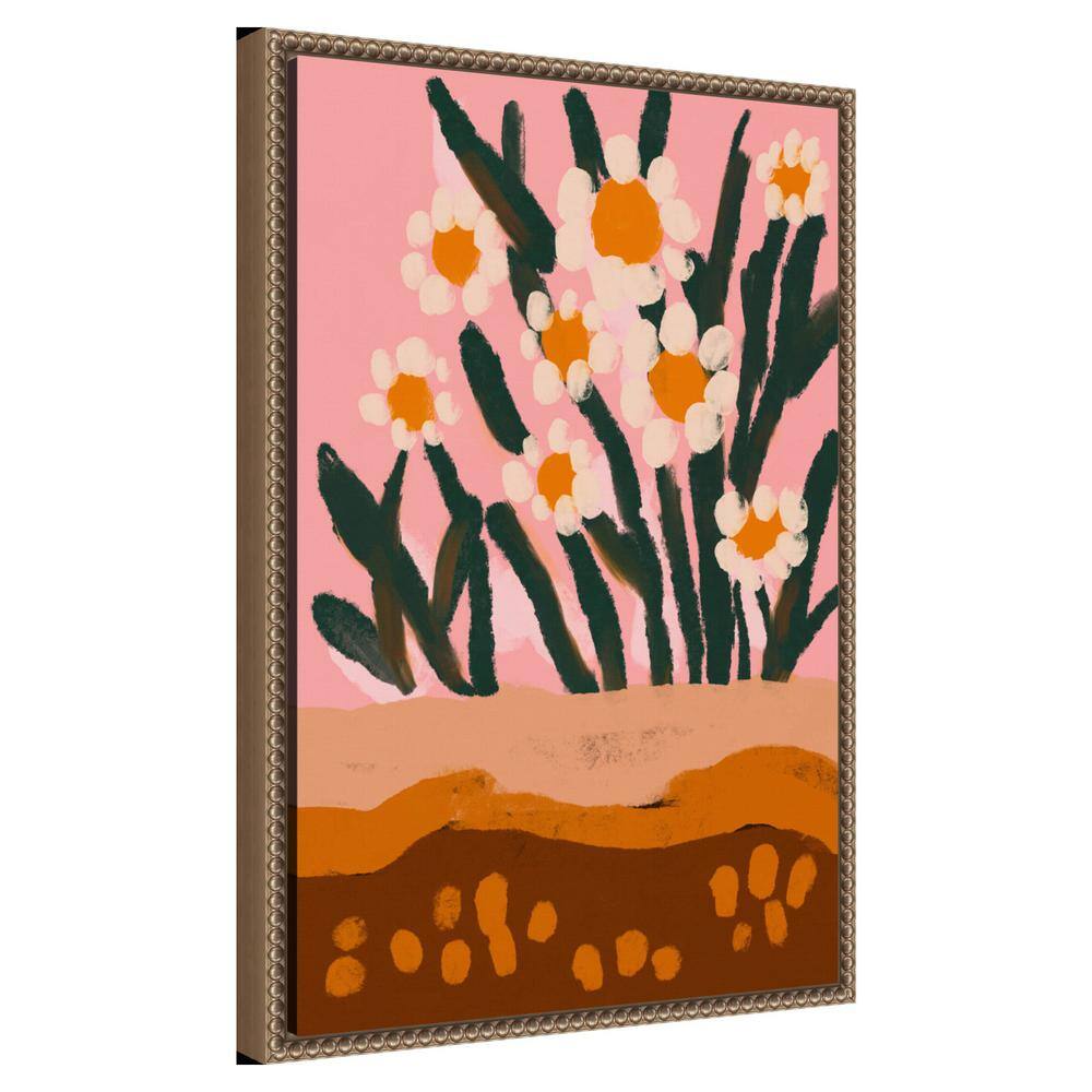Pastel Floral Abstract Canvas Art with Beaded Frame