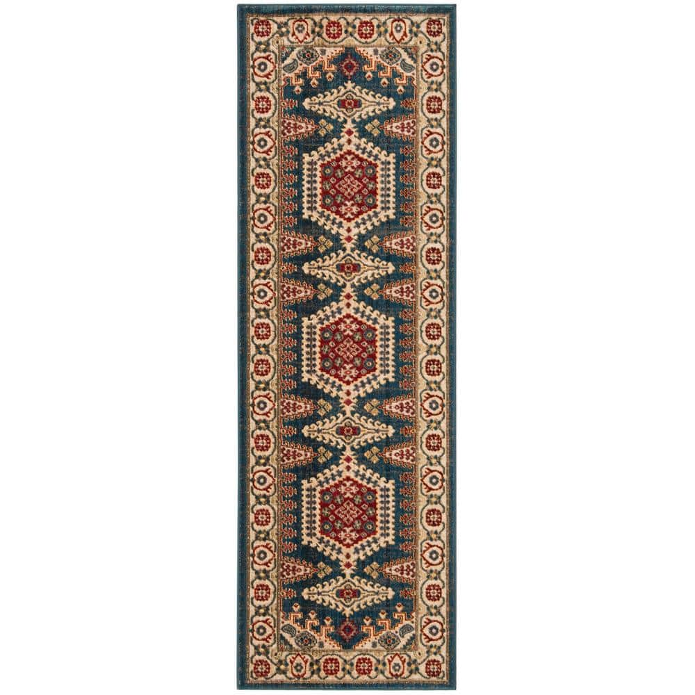 Kashan Navy Blue/Ivory 3 ft. x 8 ft. Border Runner Rug price history on PriceWatchPro