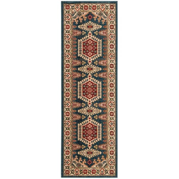 Safavieh Kashan Collection KSN306M Blue / Red Rug - 2' 6 x 8