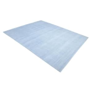 Milo Contemporary Solid Light Blue 9 ft. x 12 ft. Hand Loomed Area Rug