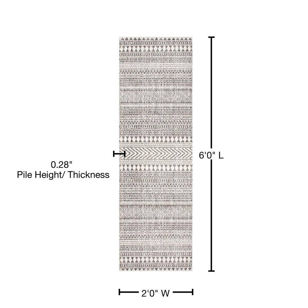 Gray Geometric Pattern Stain-Resistant Area Rug 2x6 Feet