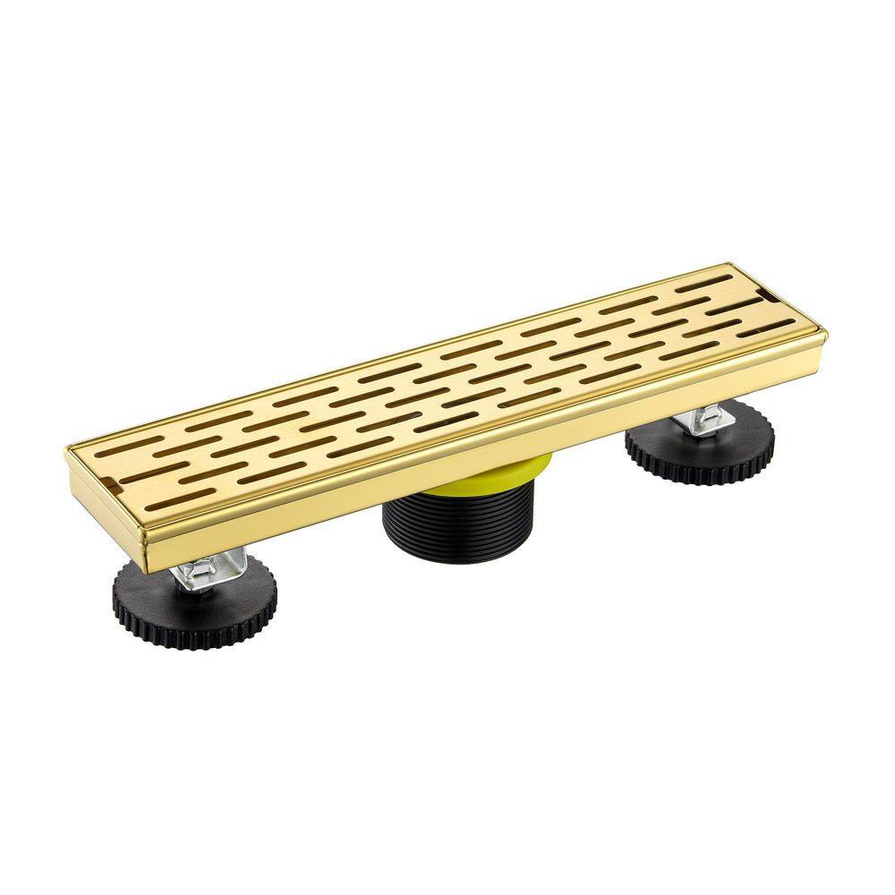 12 in. Stainless Steel Linear Shower Drain with Slot Pattern Drain Cover in Brushed Gold price history on PriceWatchPro