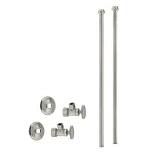 Bullnose 5/8 in. O.D. x 3/8 in. O.D. x 20 in. Satin Nickel Faucet Kit with Round Handles
