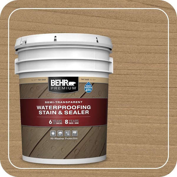 5 gal. #ST-127 Beach Beige Semi-Transparent Waterproofing Exterior Wood Stain and Sealer
