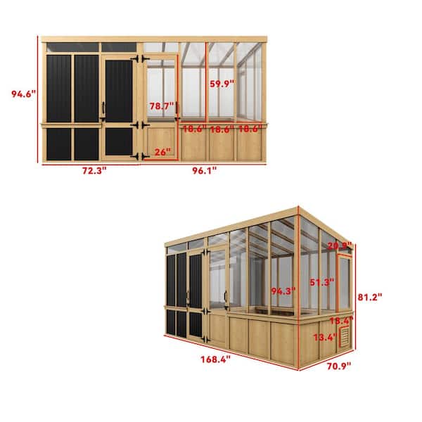 FUFU&GAGA Large 14.03 ft. W x 5.91 ft. D x 7.88 ft. H Natural