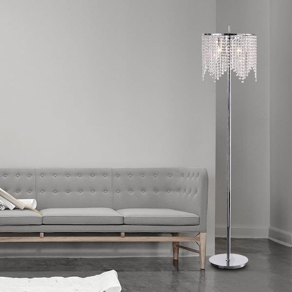 Edvivi 65 In Chrome Floor Lamp With, Round Crystal Floor Lamp