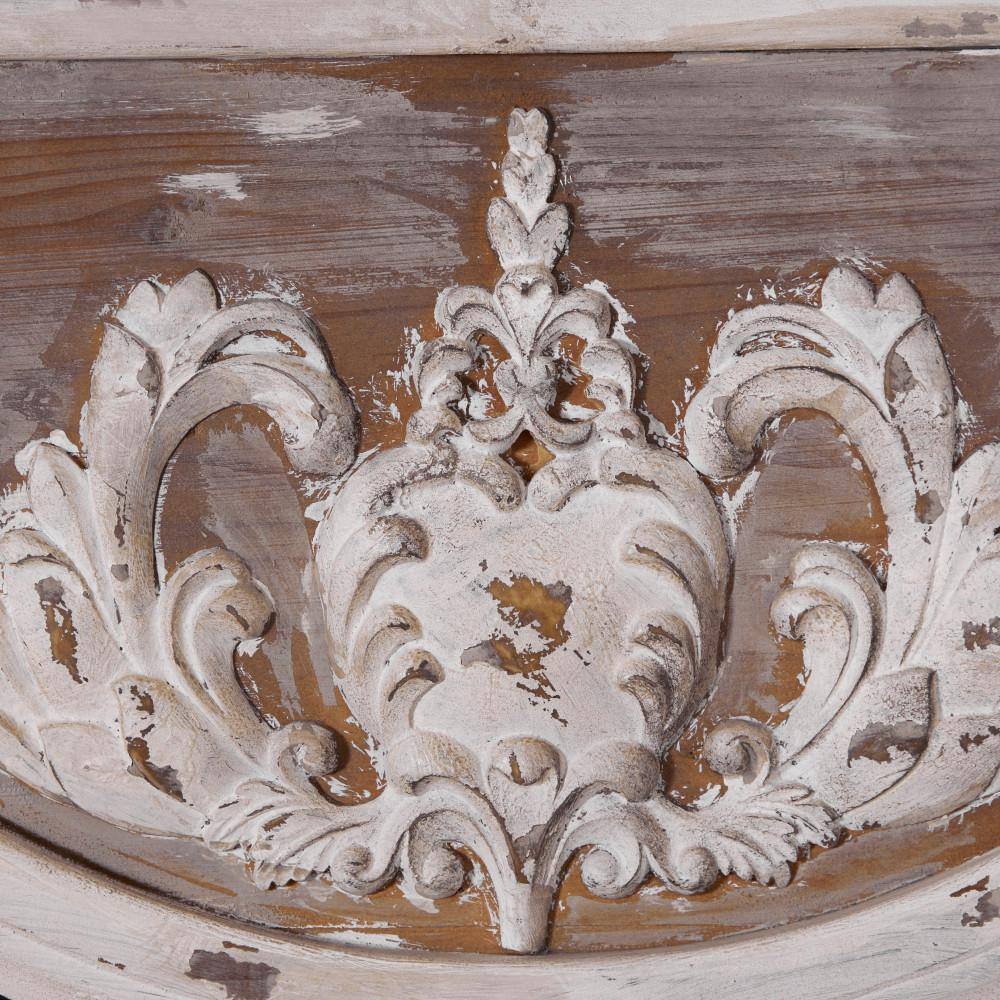 Scalloped 33" x 43" Brown and Cream Rustic Wooden Wall Mirror